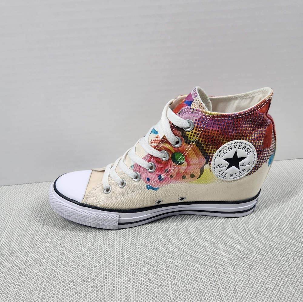 Converse Chuck Taylor All Star Lux Mid Rose sz 9.5 hidden wedge high top sneaker - Picture 5 of 15